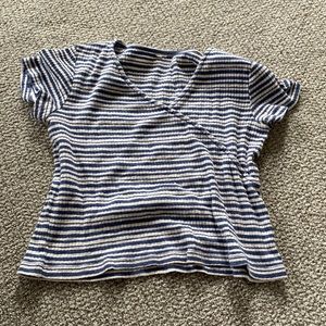 Striped Ribbed Crop Shirt